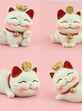 2025新款卡通招财猫树脂创意装饰摆件办公桌面烘焙生日礼物招财