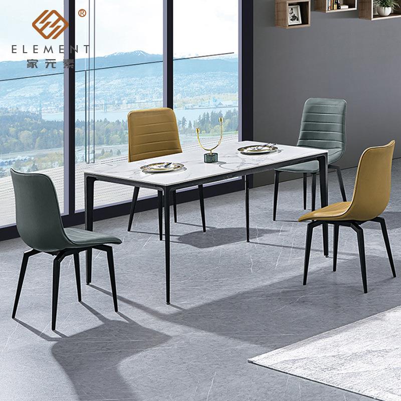 T2210意式伸缩岩板餐桌小户型多功能靠墙变形亮光岩板餐桌椅组合