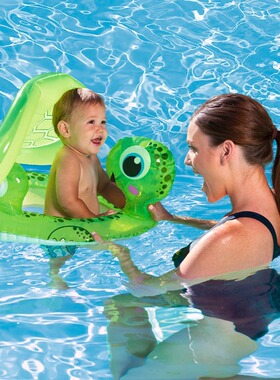 Bestway34094乌龟游泳圈遮阳防晒带蓬男童女童防侧翻腋下圈