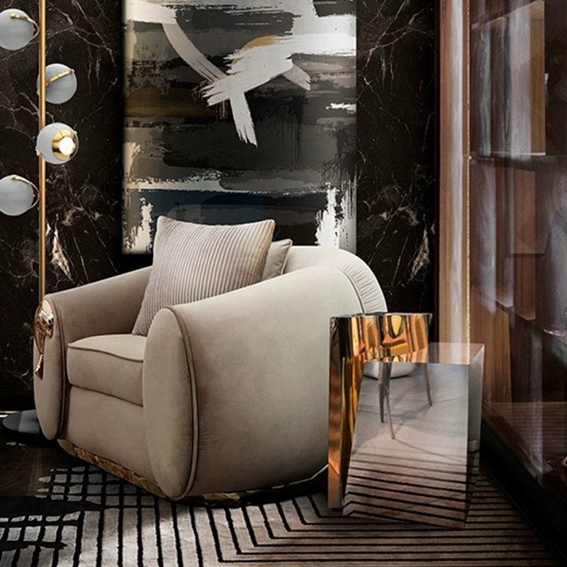 轻奢天然蓝金沙定制角几边几