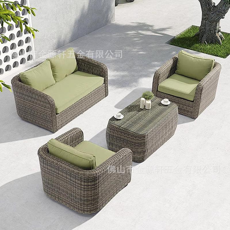 户外客厅家具双人藤椅别墅花园编织休闲庭院露天阳台PE藤沙发组合