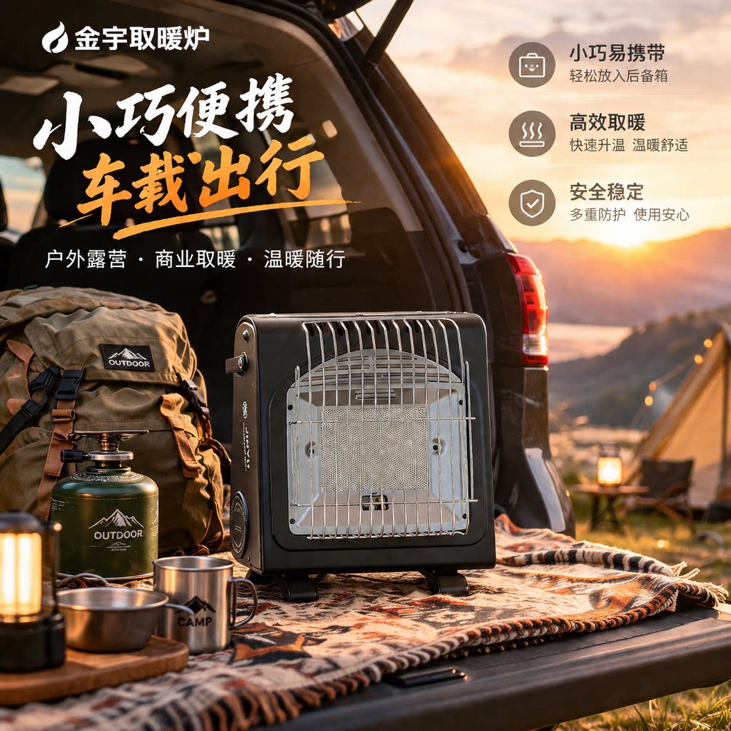 金宇两用便携取暖车载车尾露营秋冬户外送礼手提式卡式烤火炉