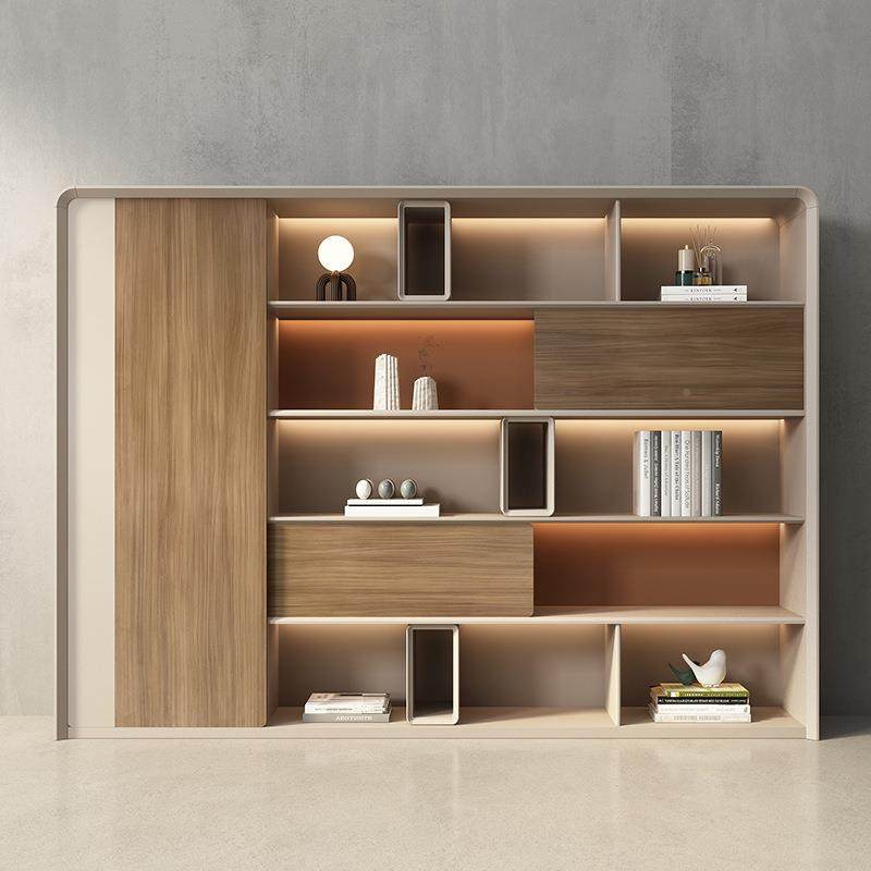 办公室老板背景柜文柜轻奢桌木F512质件展示书灯带柜设计靠墙落地,商业/办公家具,办公储物柜,淘宝优惠券,粉丝福利购,淘宝优惠卷