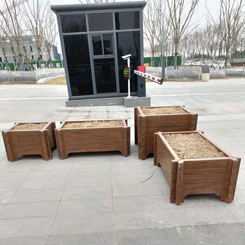 仿RVG木花桶花箱厂园家售景观林种植花聊箱水泥仿木花桶圆形城花