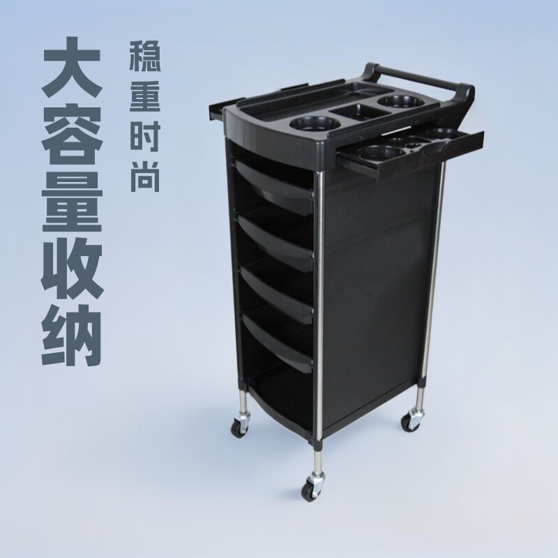 跨境美发推车发廊烫染工具车不锈钢理发店沙龙大容量置物染发杠车
