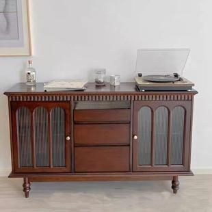 实边木餐柜现代简约美复式 奢客厅靠墙沙发侧边古储轻物茶水柜OPG