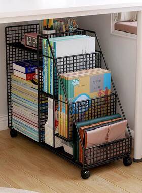 桌下书架移置物落地书本架收推纳盒可DGK动带轮小车儿童绘本简易