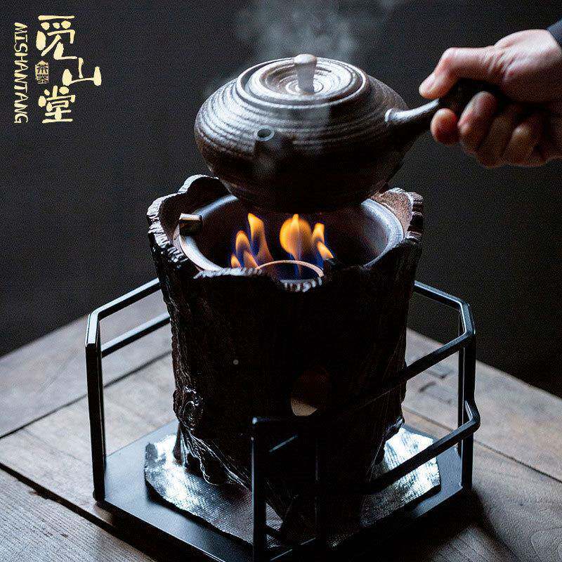 炭精内胆围炉煮茶酒精灯家炉用户外陶瓷煮茶器酒温炉酒炉粗陶碳炉