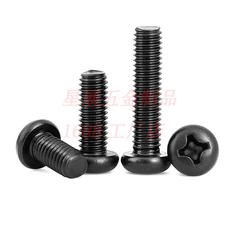 304不锈钢黑色十字槽圆头机螺丝小螺丝PM盘头十字机牙螺钉M1-M1.6
