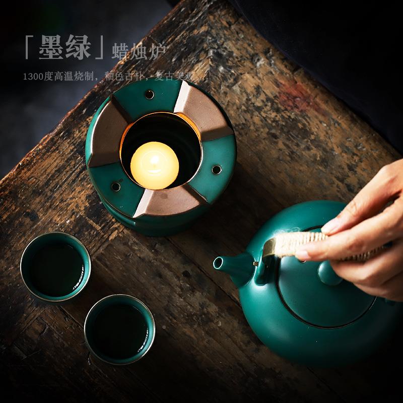 岩中式复尚古温套茶壶茶炉整茶具套装蜡烛加lp201907入煮茶壶温茶
