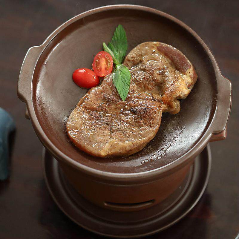 户外家炭炉小烤肉用烤盘庭院煎烤盘双陶瓷盘煎牛排特色餐盘托野外