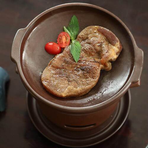 户外家炭炉小烤肉用烤盘庭院煎烤盘双陶瓷盘煎牛排特色餐盘托野外