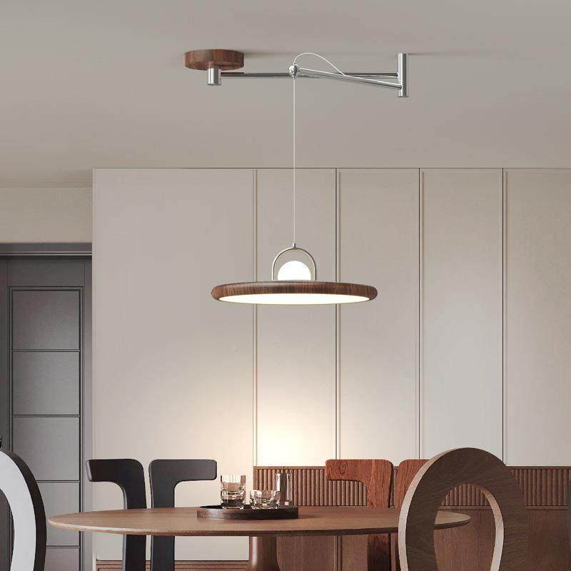 中古风餐厅吊灯复古胡木207色可动桃摇臂飞碟移吊灯护眼餐桌台吧,家装灯饰光源,智能吊灯,淘宝优惠券,粉丝福利购,淘宝优惠卷