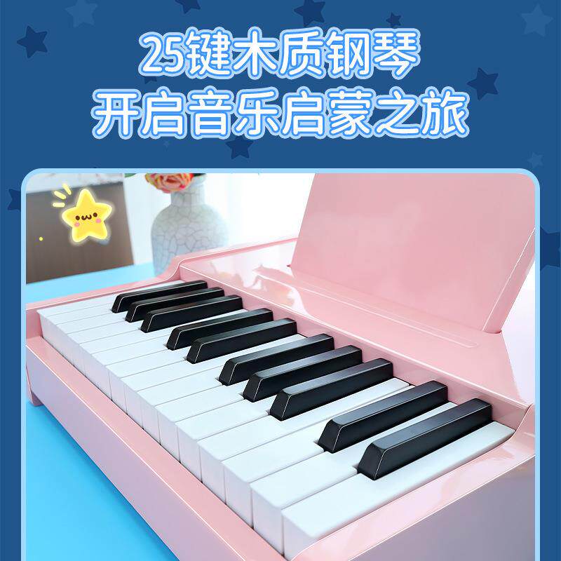 25键木质电乐子琴童器初学宝TVS宝孩女多儿功能小钢琴玩具弹奏乐
