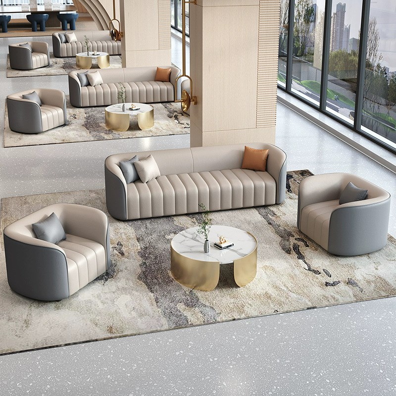 办公室接待沙发茶几组合家用客厅休闲H沙发椅会客售楼部洽谈桌椅