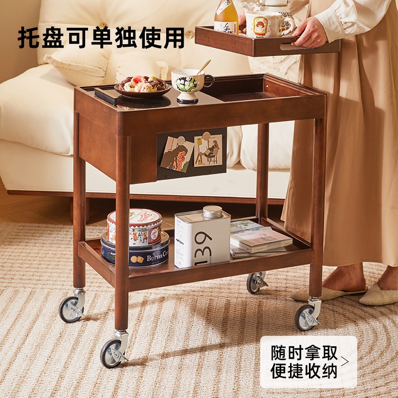 实木边几沙发茶几边桌小推车网红家F用可移动餐车酒水车零食置物