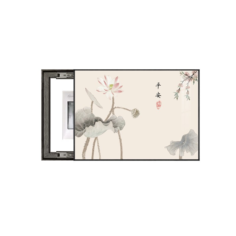 新中式电表d箱装饰画2025新款免打孔遮挡配电箱推拉挂画定制餐厅