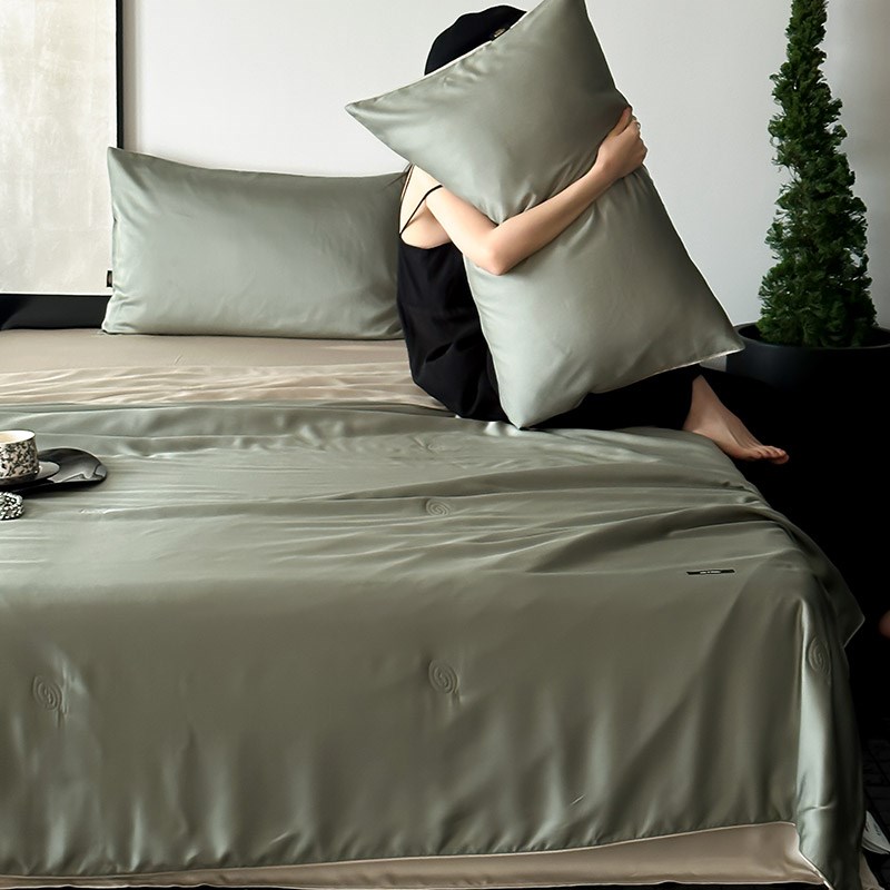 双A类100Sh超细旦LF天丝夏凉被四件套轻奢两用纯色凉感丝滑空调被
