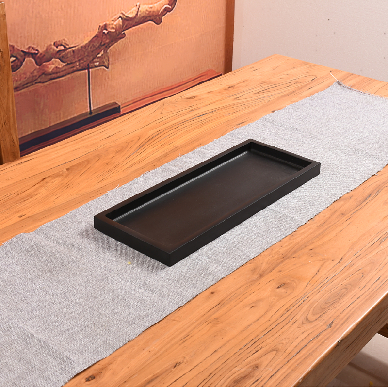 乌金石盆假山吸水石托盘浅花盆天然石头盆景盆Q长方形山水盆景室