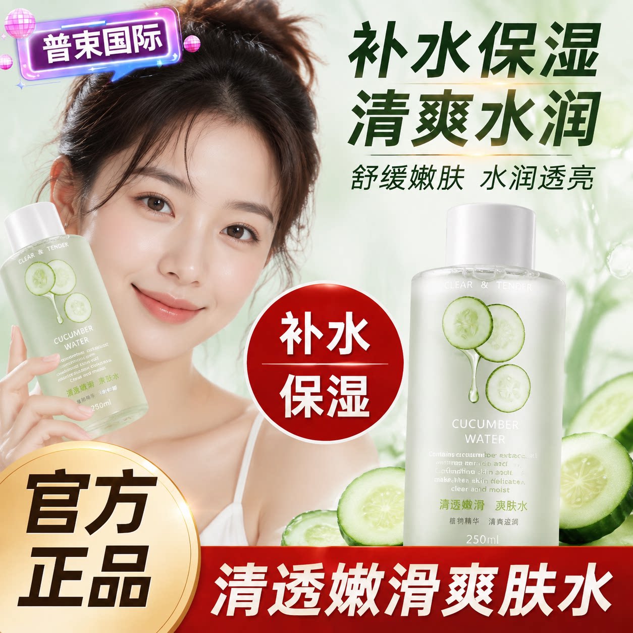 正品小黄瓜原汁精华爽肤水补水保湿脸部护肤化妆湿敷水官方旗舰店