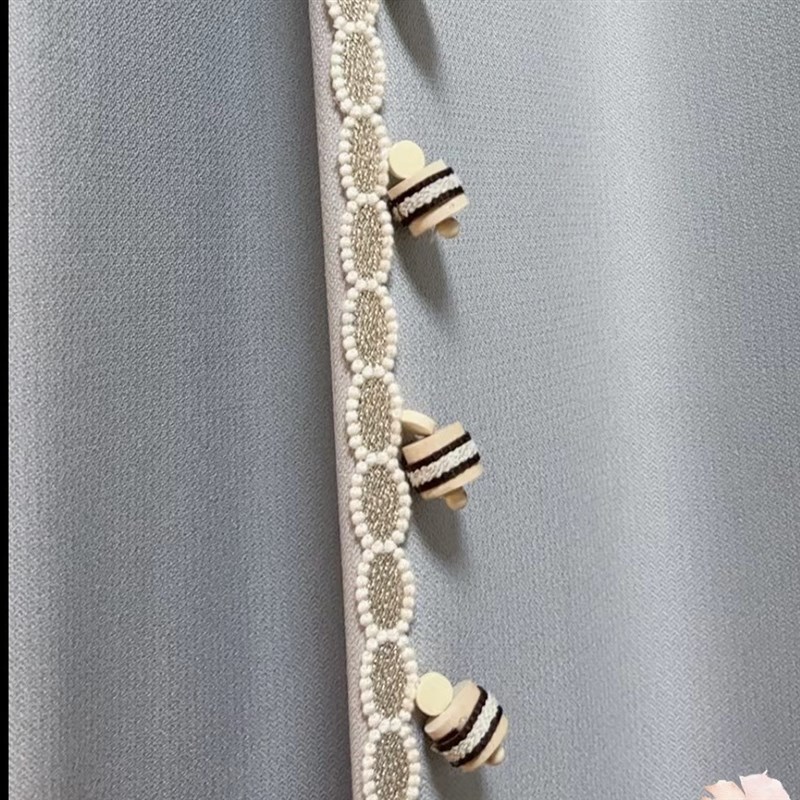 新中式现代窗帘珠子花边窗帘配件辅料帘头装饰珠子木桶珠零剪