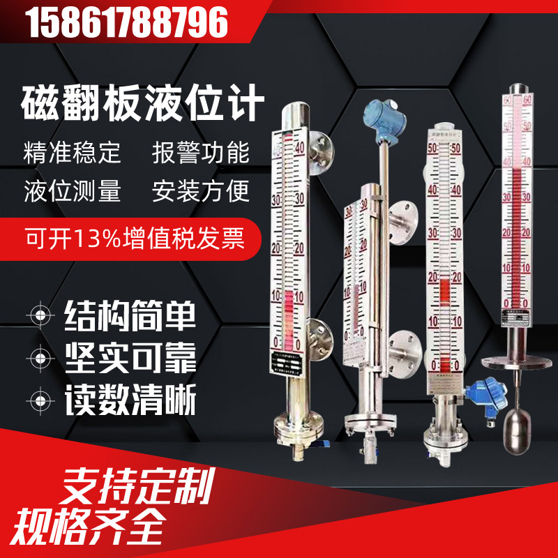 磁翻板液位计水位不锈钢pp材质带远传4-20mA模拟量磁性开关量输出