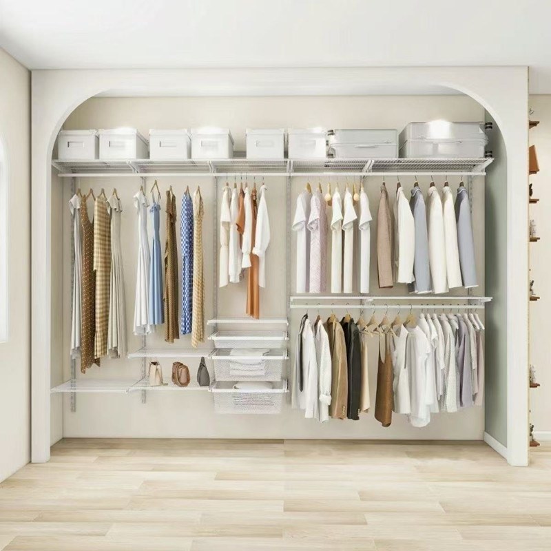 铁艺衣柜金属框架衣帽挂墙架子金属衣柜五金配件简易组装家用卧室