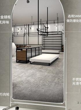 锈不钢全身镜移穿衣镜落地F97HHH65镜家动用服装店镜子可试衣镜显