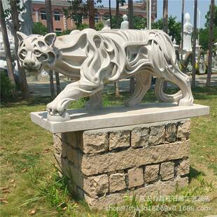 建惠安石雕物lw409老福虎花岗岩十二生动雕塑抽象园林上山虎园肖