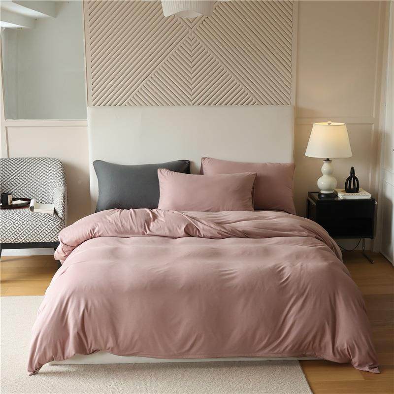 A纺类针织色磨毛拉绒裸四件套睡美拉德SRS系混纺面双绒床上被套床