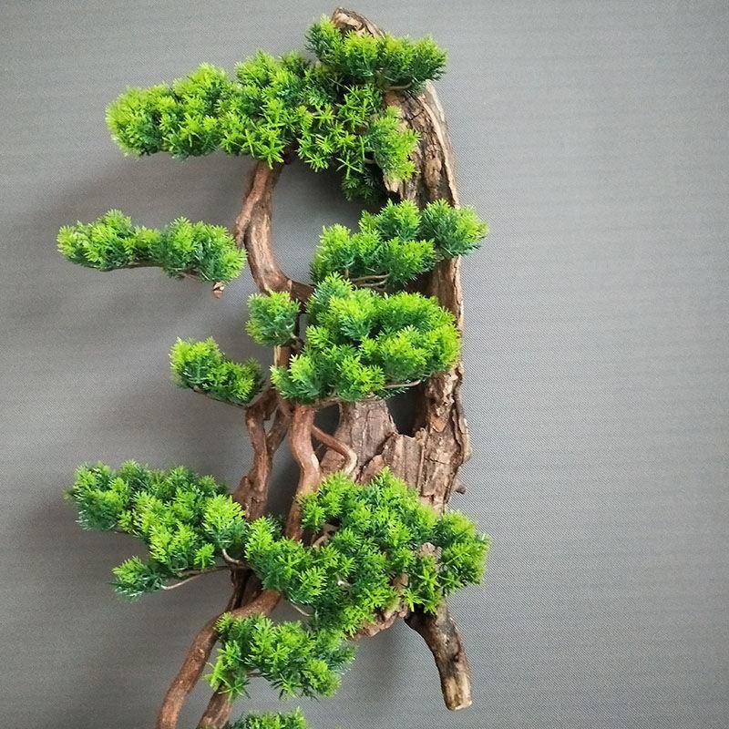 仿真墙树迎客松枝装饰品植物枯木壁挂客hfTNj5pf厅场景布置上造景