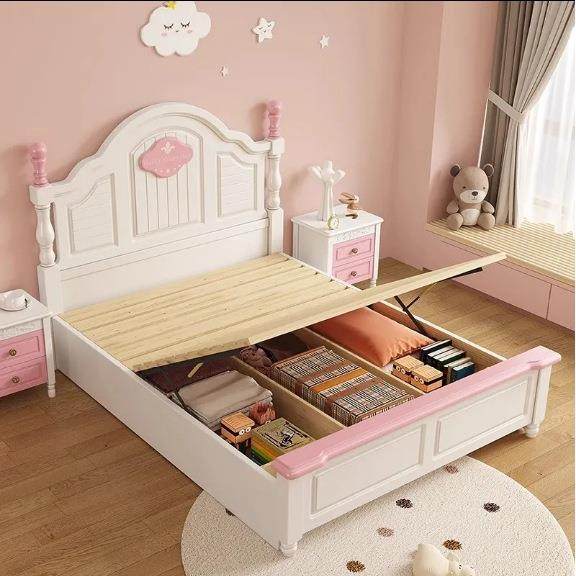 美式儿童床孩公主床人床1.单2实木卧室小户女98546型1.5生粉色女,住宅家具,儿童床/儿童抽拉床,淘宝优惠券,粉丝福利购,淘宝优惠卷