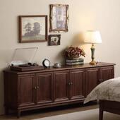 小美式 实木电视柜北美黑胡桃木复约古收纳古物柜储中LIL简家具