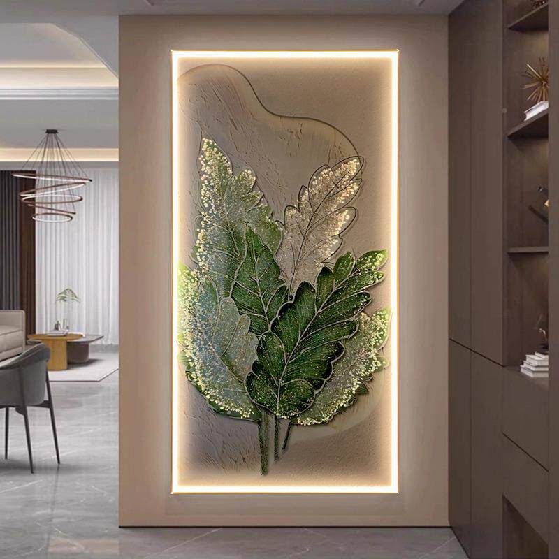 现代简约玄关过道JSP装饰画入户墙客厅厅灯挂画光餐油风格晶瓷镶