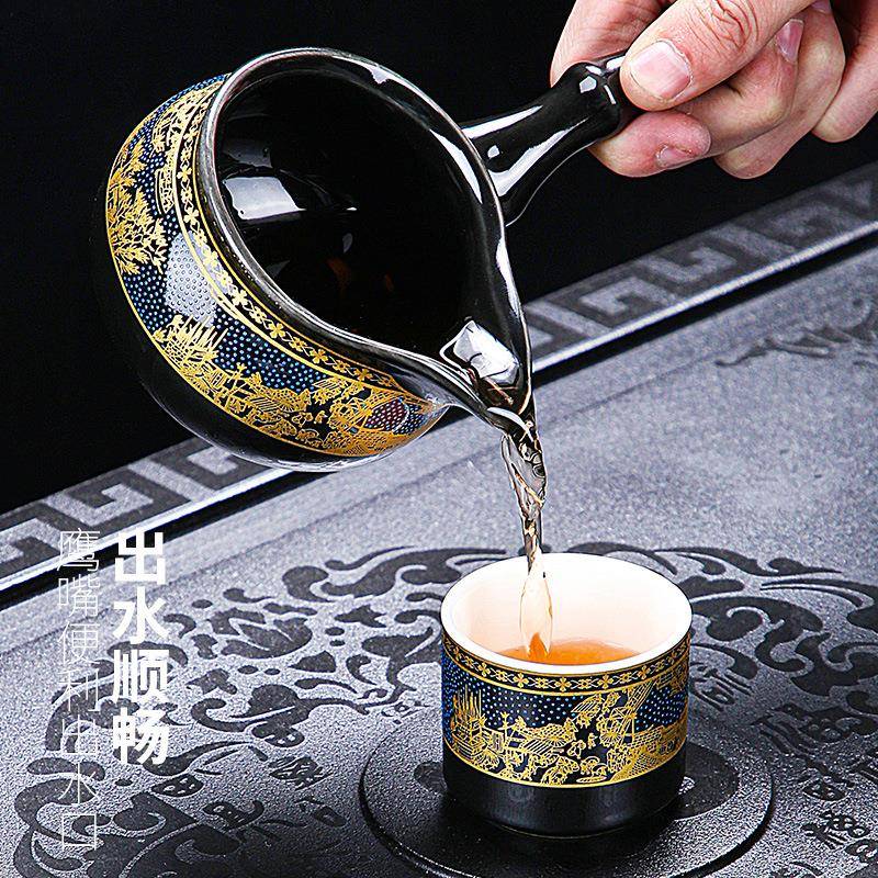 懒人茶具套装家用整套半全自动功夫陶瓷小石磨泡茶壶茶安零容