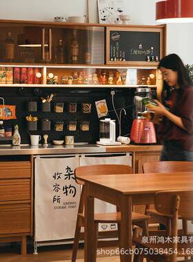 日式实木橱柜简易OXB餐边收纳餐柜原高柜客厅厅多功能置物储物木