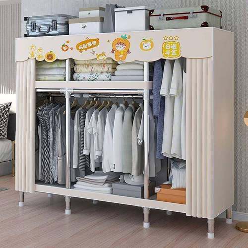 简衣柜出加租房用布衣ZGU柜家用卧室粗框架易柜钢结构衣衣柜收纳