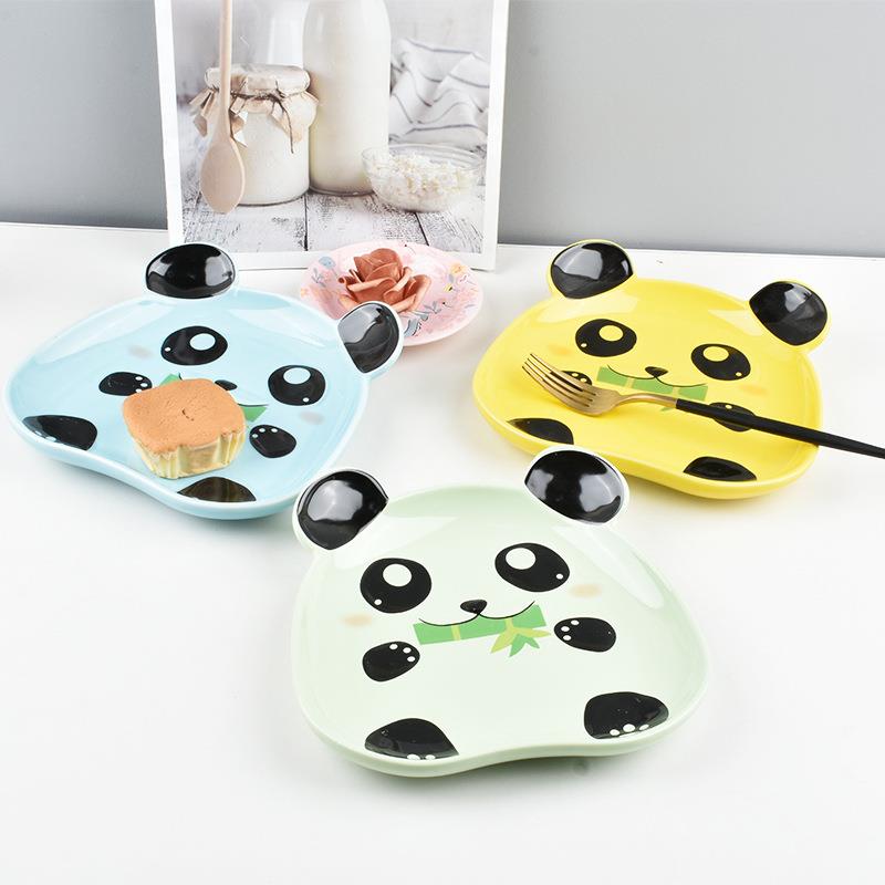 渡道中式可熊猫陶瓷儿童餐盘87.英爱CGP寸5色分盘创意家用摆餐拍