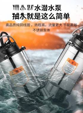 潜水泵20V小型不锈钢清水污水TSD用泵家抽水2泵农田溉高灌扬程排