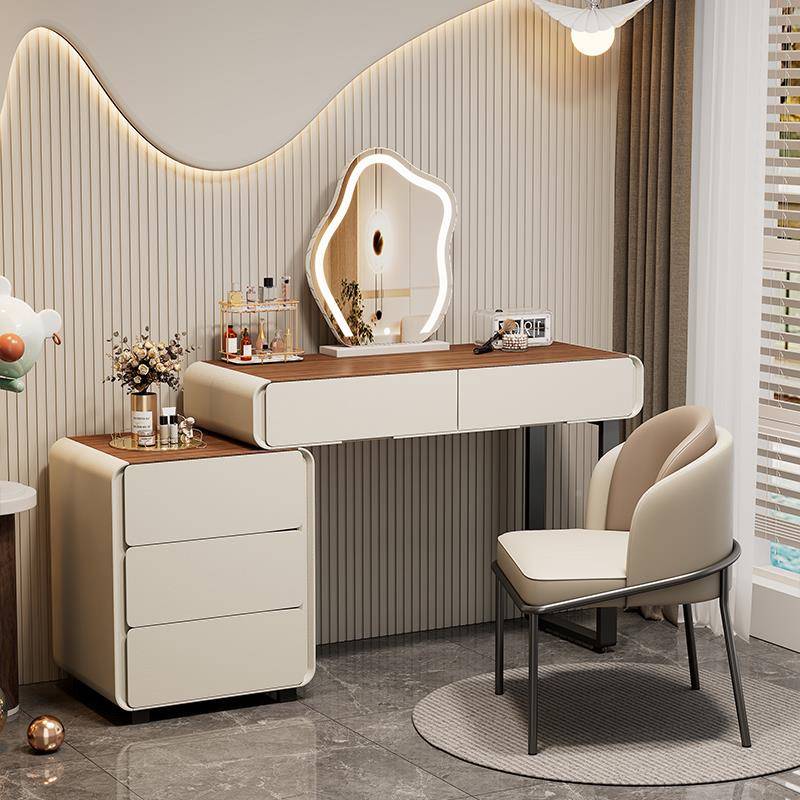 I户L全实木梳妆台卧室简约现代小型F77T9HT8轻法柜奶纳油风化妆桌
