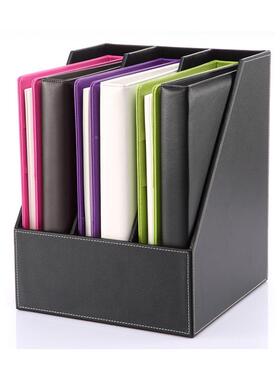 办公用文品创意件柜咖皮革文件框大容量桌面收四联文件纳JVA座色