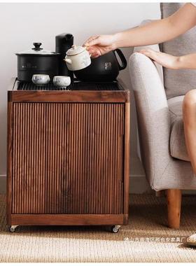 TEI北美黑胡木实桃体木移动矮茶几茶桌茶车沙整发边几茶水柜烧水