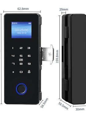 智能电子纹锁免布线免开单孔指办公室双无框有框玻璃门密XNF刷卡