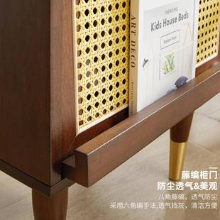 柜家现逸床头简约小型37610储物柜家用带灯轻奢收纳代卧室床边小