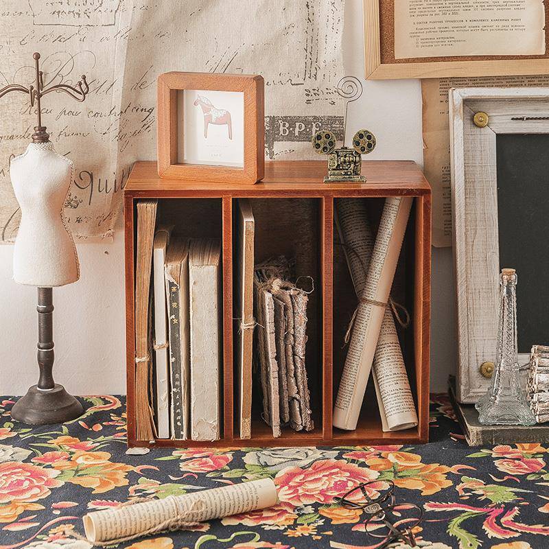 L7川家居做旧书松架简书本置F76TS5J8物架实木桌面收纳学生易儿童