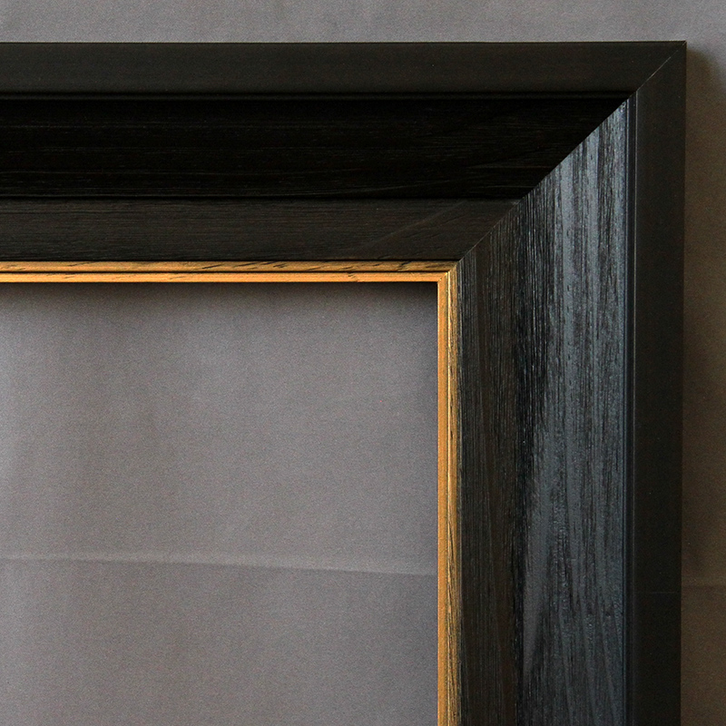 纯实木油画框装裱长方形木框深咖啡抓丝金边水彩素描框定制外框