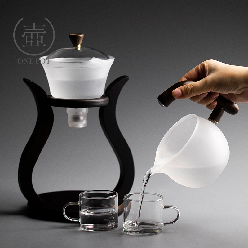 耐热玻璃懒人半自动茶具套装家用会客磨砂磁吸泡茶壶功夫泡茶神器
