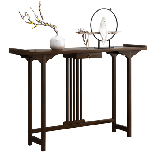 新中式玄关台窄靠墙进门玄关柜客厅摆件条案供桌家用条几端景装饰