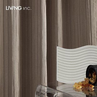 中古肌理纹理窗帘 LIVING 奶茶色 风琴褶 遮光飘窗帘客厅卧室 inc