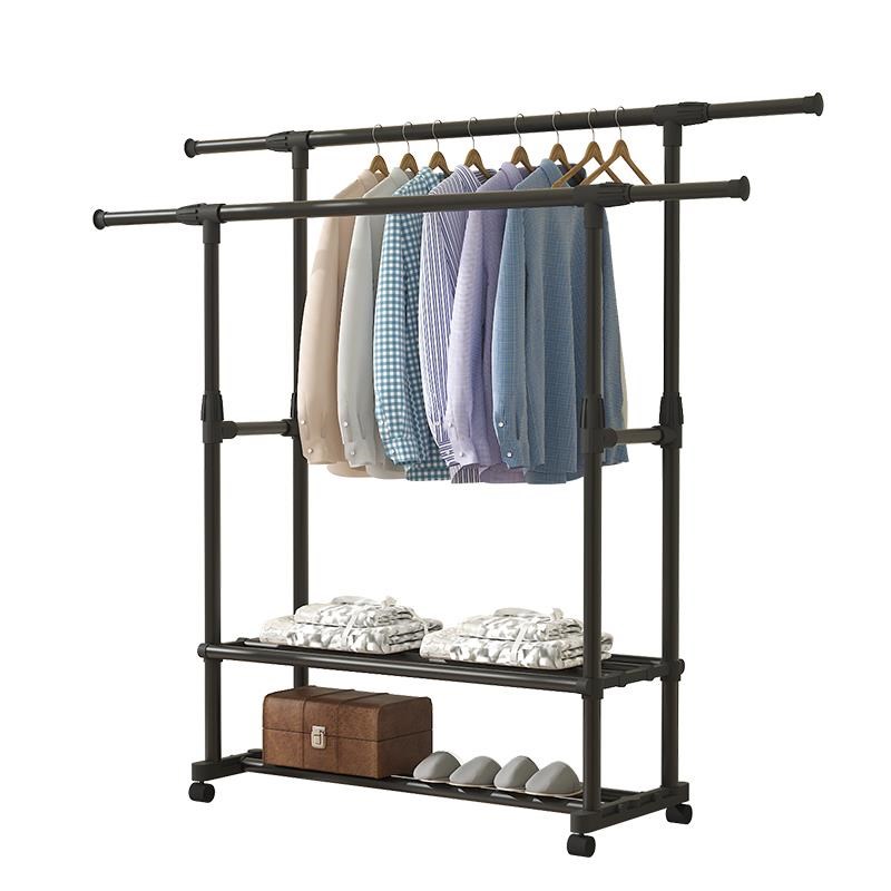 晾衣架落地挂衣架折叠宿舍家用简易凉衣杆卧室阳台单杆式晒衣架子